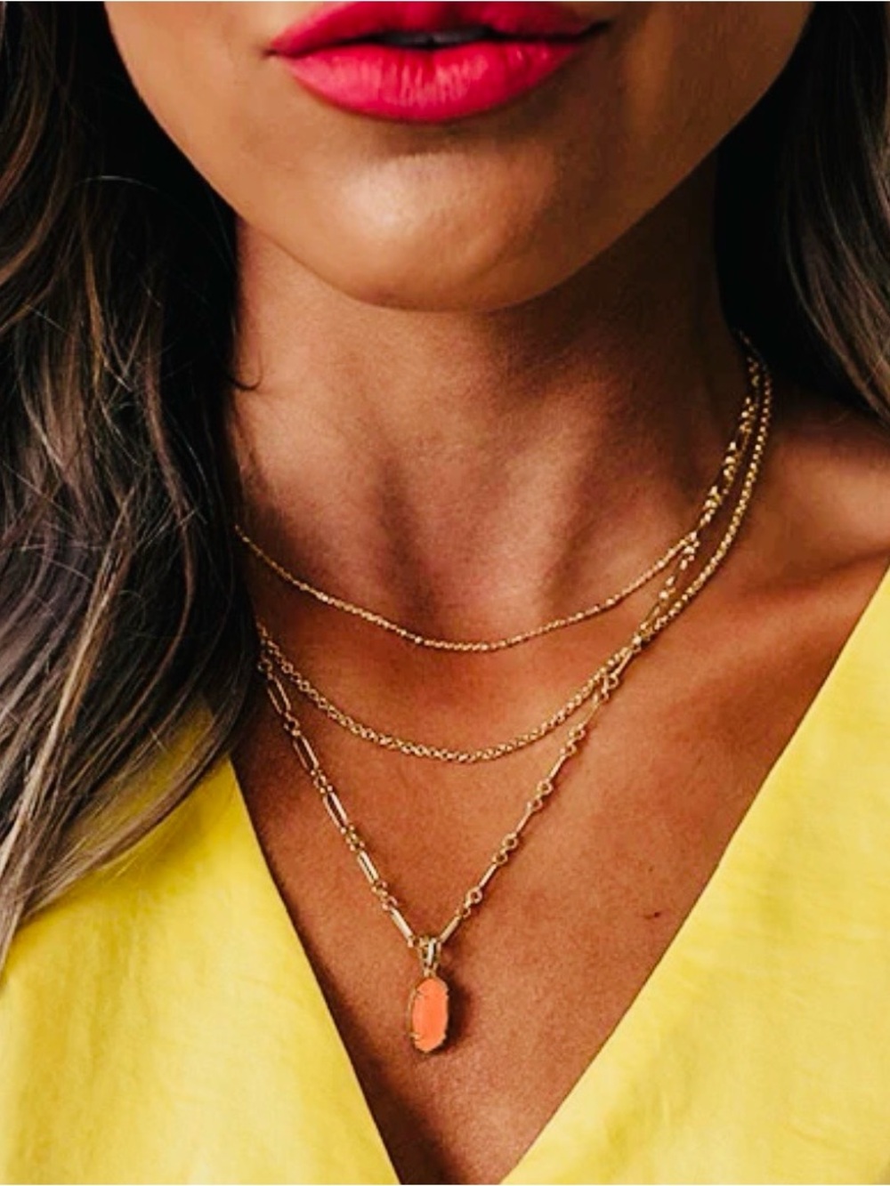 Kendra Scott Elisa triple layer necklace in Coral Illusion